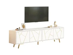 Móvel De Tv*ModernLuxe Móvel de TV 190x40x51,5 cm - 4 portas e 6 pés de metal - TV até 85 polegadas - Painéis de partículas - e dourado Branco