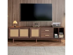 ModernLuxe Móvel de TV 190x40x52 cm - com 2 gavetas - com compartimentos de armazenamento - para TV de 75