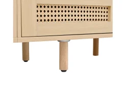 New ModernLuxe Móvel de TV 170x40x40 cm - com 2 gavetas de rattan - 2 portas corrediças - MDF - Natural Natural claro