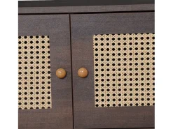 Best ModernLuxe Móvel de TV 200x37x49,5 cm - com 2 portas de vime - 2 gavetas - para TV de 80 polegadas - Castanho