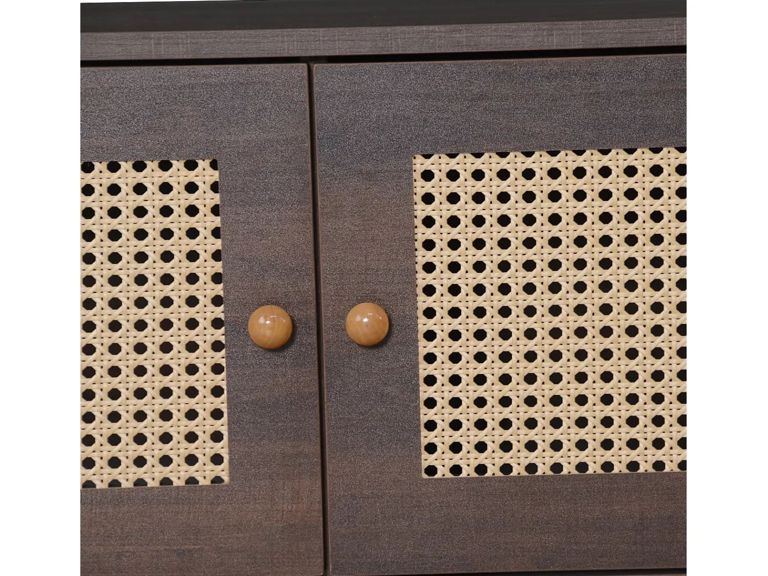 Best ModernLuxe Móvel de TV 200x37x49,5 cm - com 2 portas de vime - 2 gavetas - para TV de 80 polegadas - Castanho