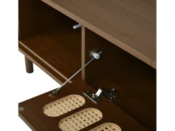 ModernLuxe Móvel de TV 180x40x40 cm - Design em rattan - 2 portas de enrolar e 1 porta basculante - MDF - Marrom^ Móvel De Tv