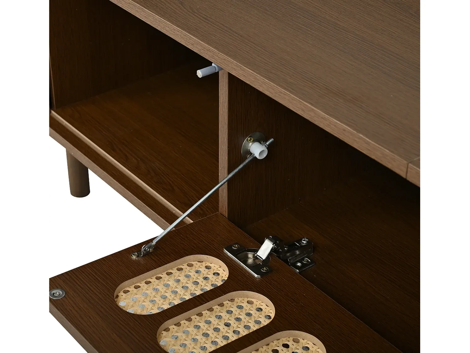 ModernLuxe Móvel de TV 180x40x40 cm - Design em rattan - 2 portas de enrolar e 1 porta basculante - MDF - Marrom^ Móvel De Tv