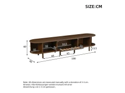 ModernLuxe Móvel de TV 180x40x40 cm - Design em rattan - 2 portas de enrolar e 1 porta basculante - MDF - Marrom^ Móvel De Tv