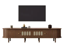 ModernLuxe Móvel de TV 180x40x40 cm - Design em rattan - 2 gavetas e 2 portas de correr - MDF - Marrom^ Móvel De Tv