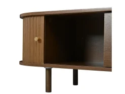 ModernLuxe Móvel de TV 180x40x40 cm - Design em rattan - 2 gavetas e 2 portas de correr - MDF - Marrom^ Móvel De Tv