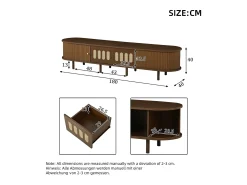 ModernLuxe Móvel de TV 180x40x40 cm - Design em rattan - 2 gavetas e 2 portas de correr - MDF - Marrom^ Móvel De Tv
