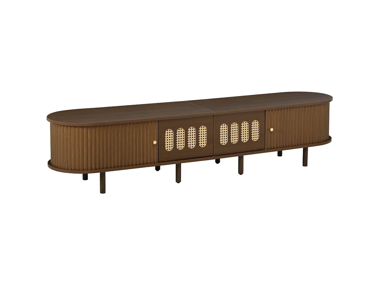 ModernLuxe Móvel de TV 180x40x40 cm - Design em rattan - 2 gavetas e 2 portas de correr - MDF - Marrom^ Móvel De Tv