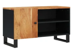 Outlet vidaxl Móvel de TV 80x33x46 cm acácia maciça/derivados madeira Castanho