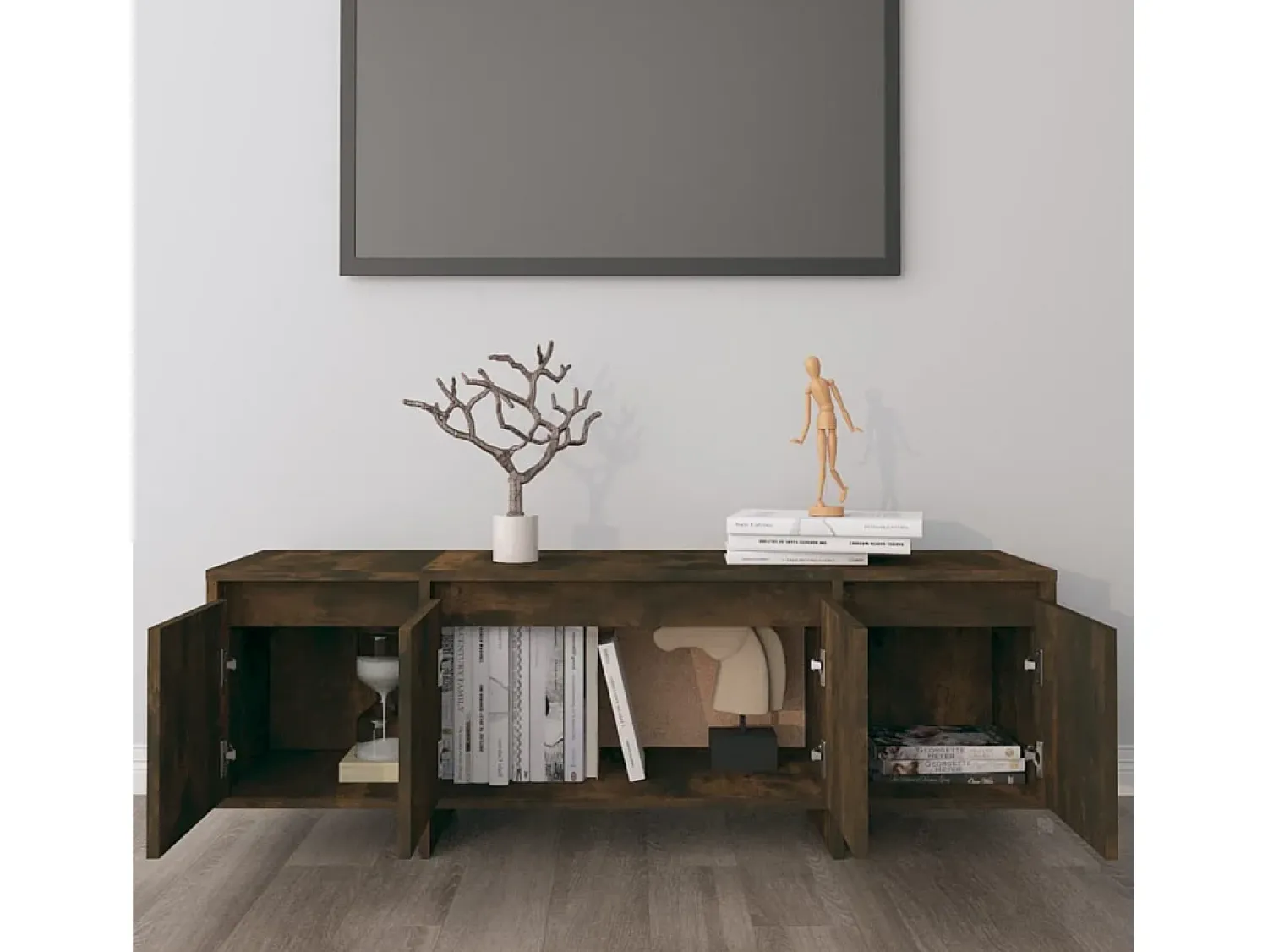 Móvel De Tv| Móvel de TV 120x30x40,5 cm aglomerado cor carvalho fumado PT928573 Castanho