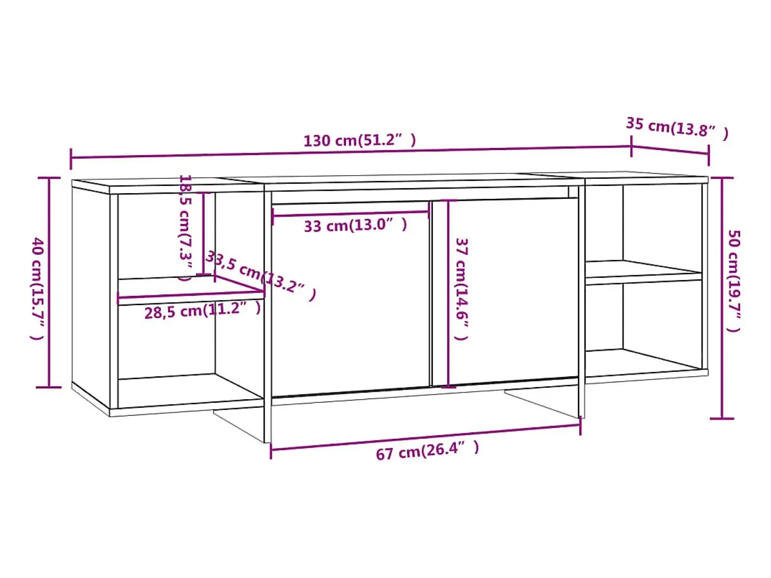 Móvel De Tv*vidaxl Móvel de TV 130x35x50 cm aglomerado cor carvalho sonoma Natural escuro