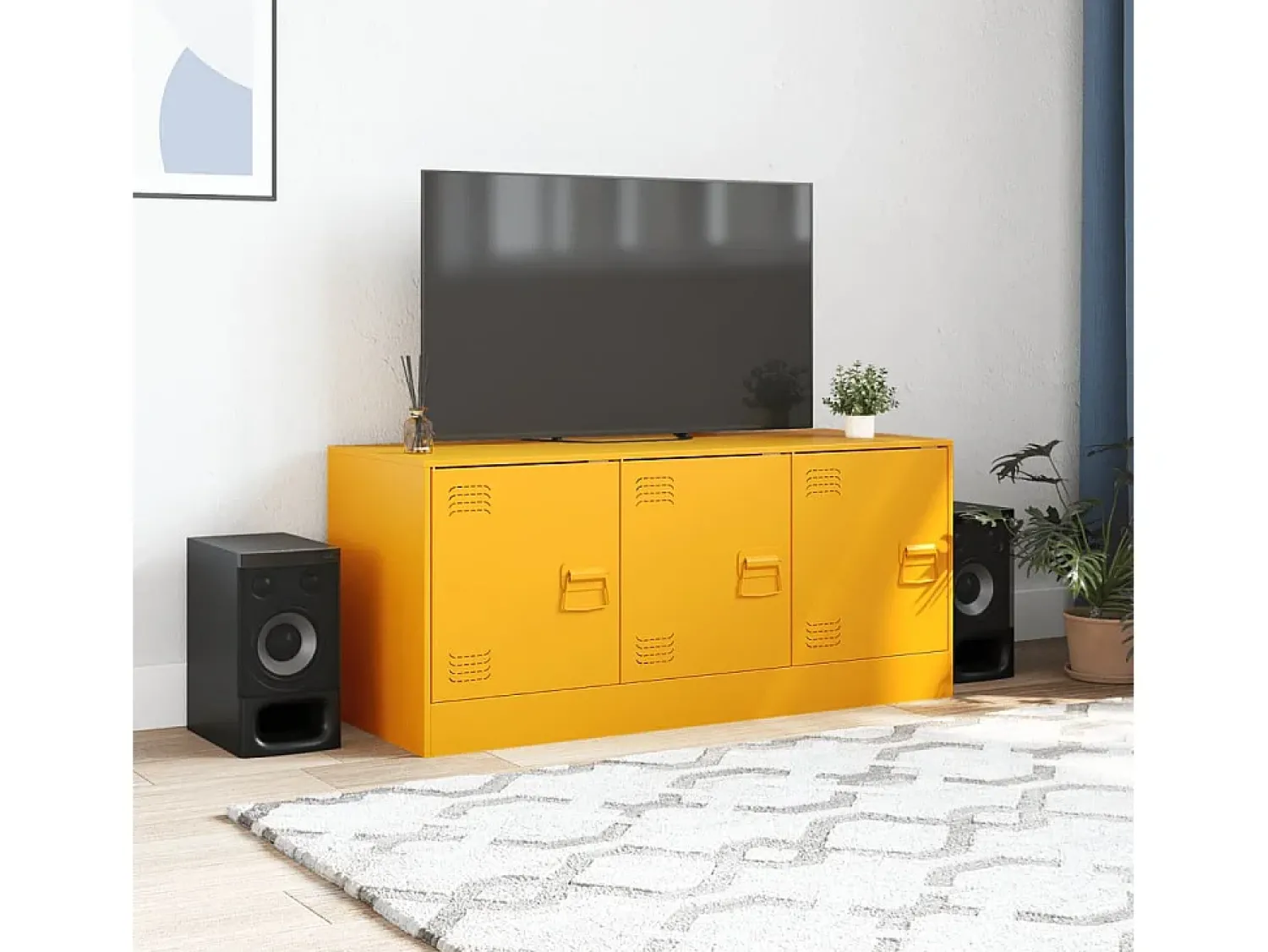 Outlet Móvel de TV 99x39x44 cm aço mostarda PT555610 Amarelo