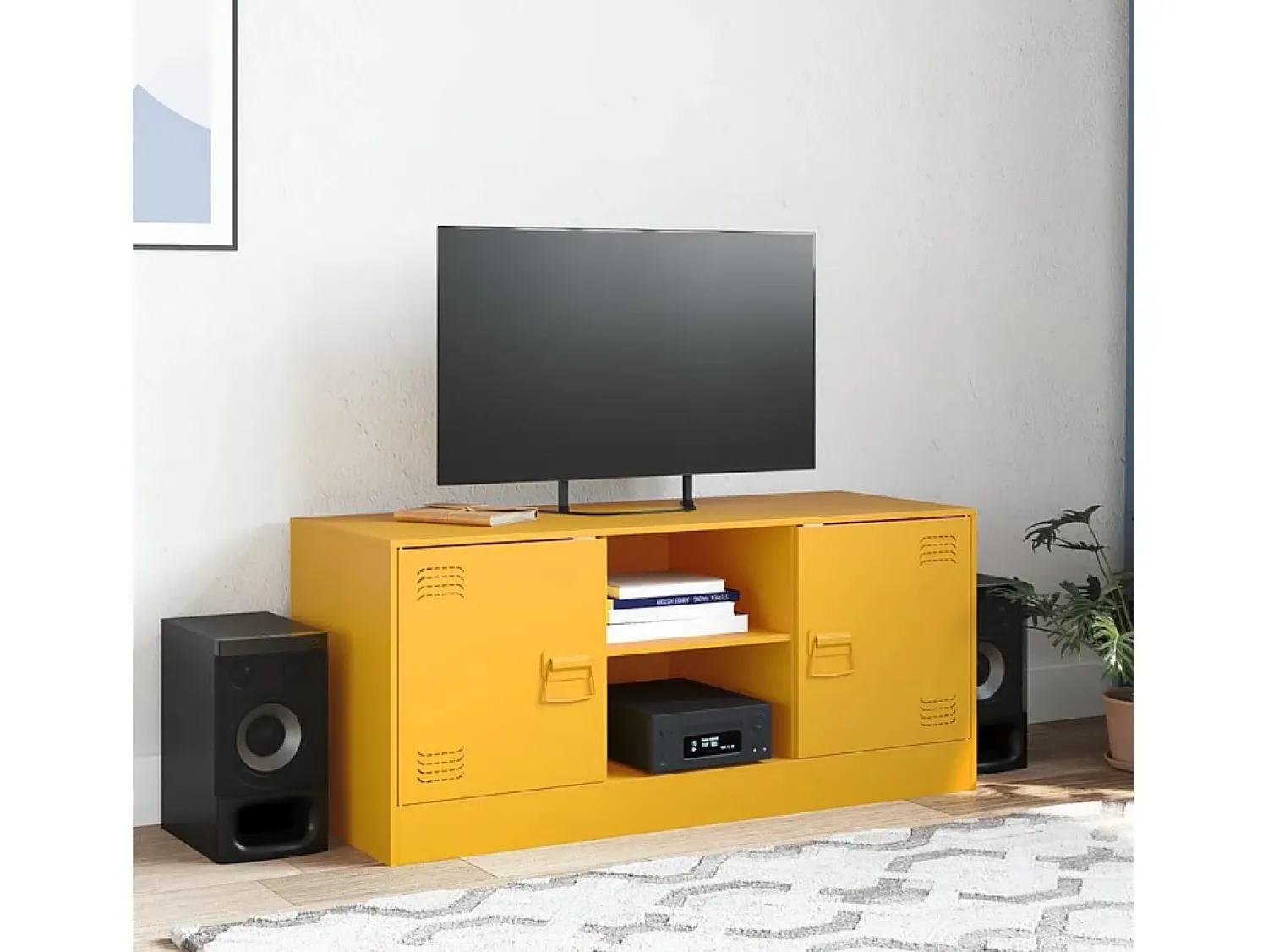 Móvel De Tv| Móvel de TV 99x39x44 cm aço mostarda PT711364 Amarelo