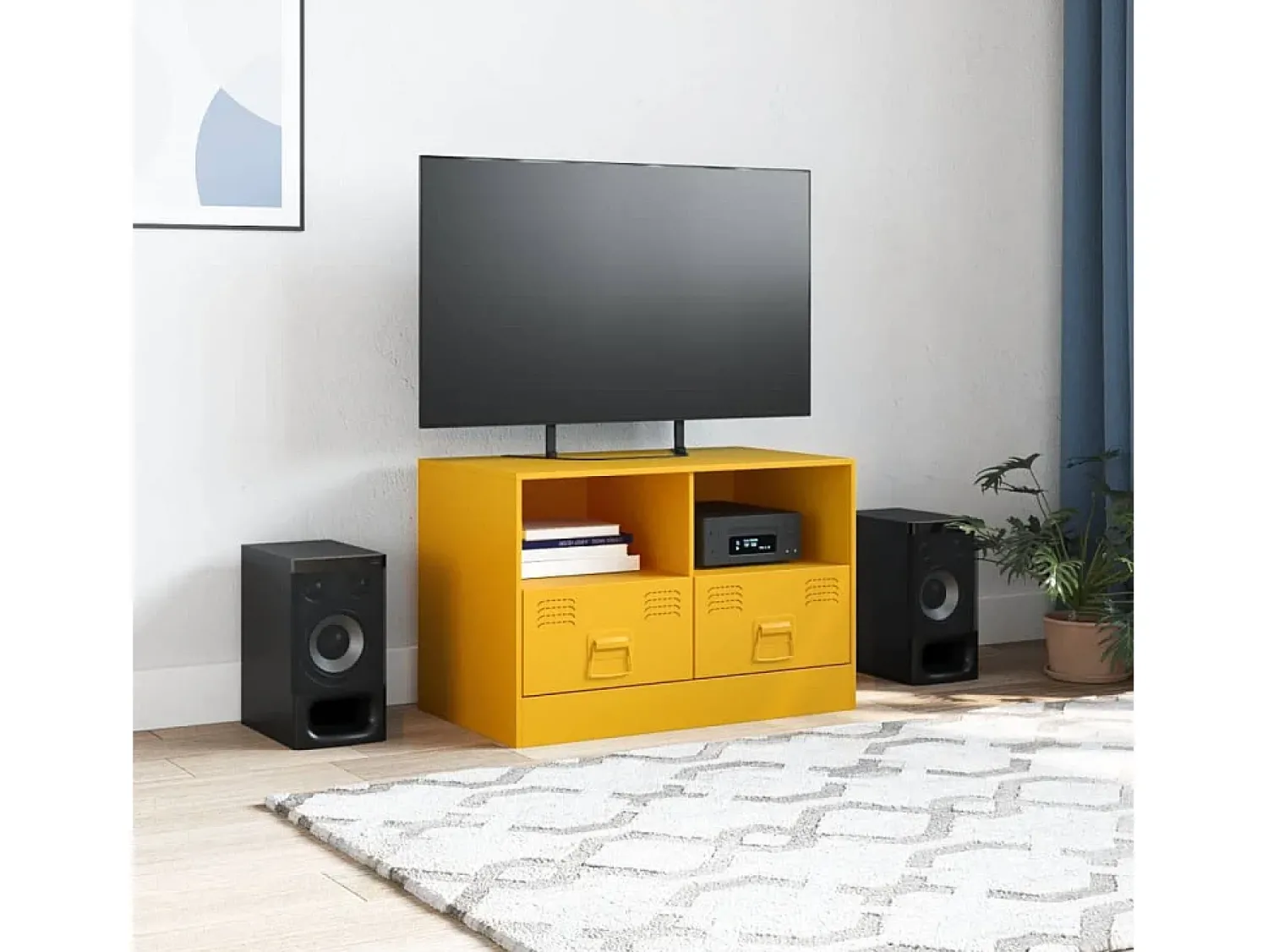 Móvel De Tv* Móvel de TV 67x39x44 cm aço mostarda PT696276 Amarelo