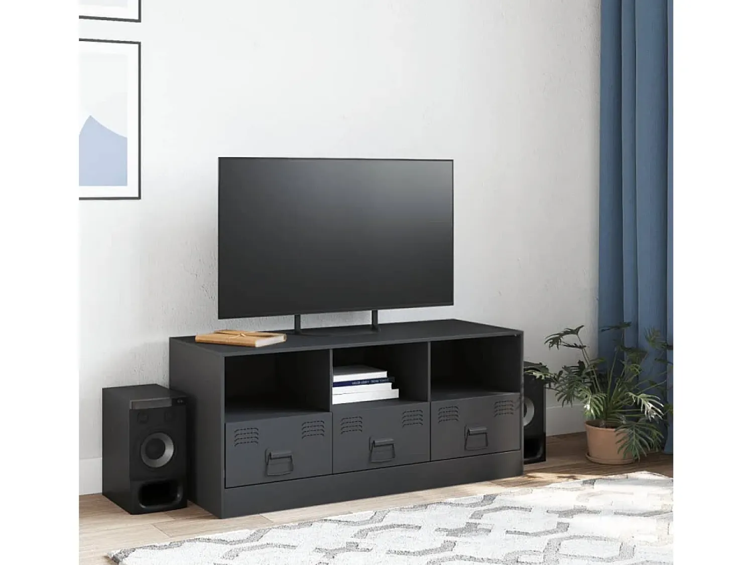 Móvel de TV 99x39x44 cm aço antracite PT304283^ Móvel De Tv