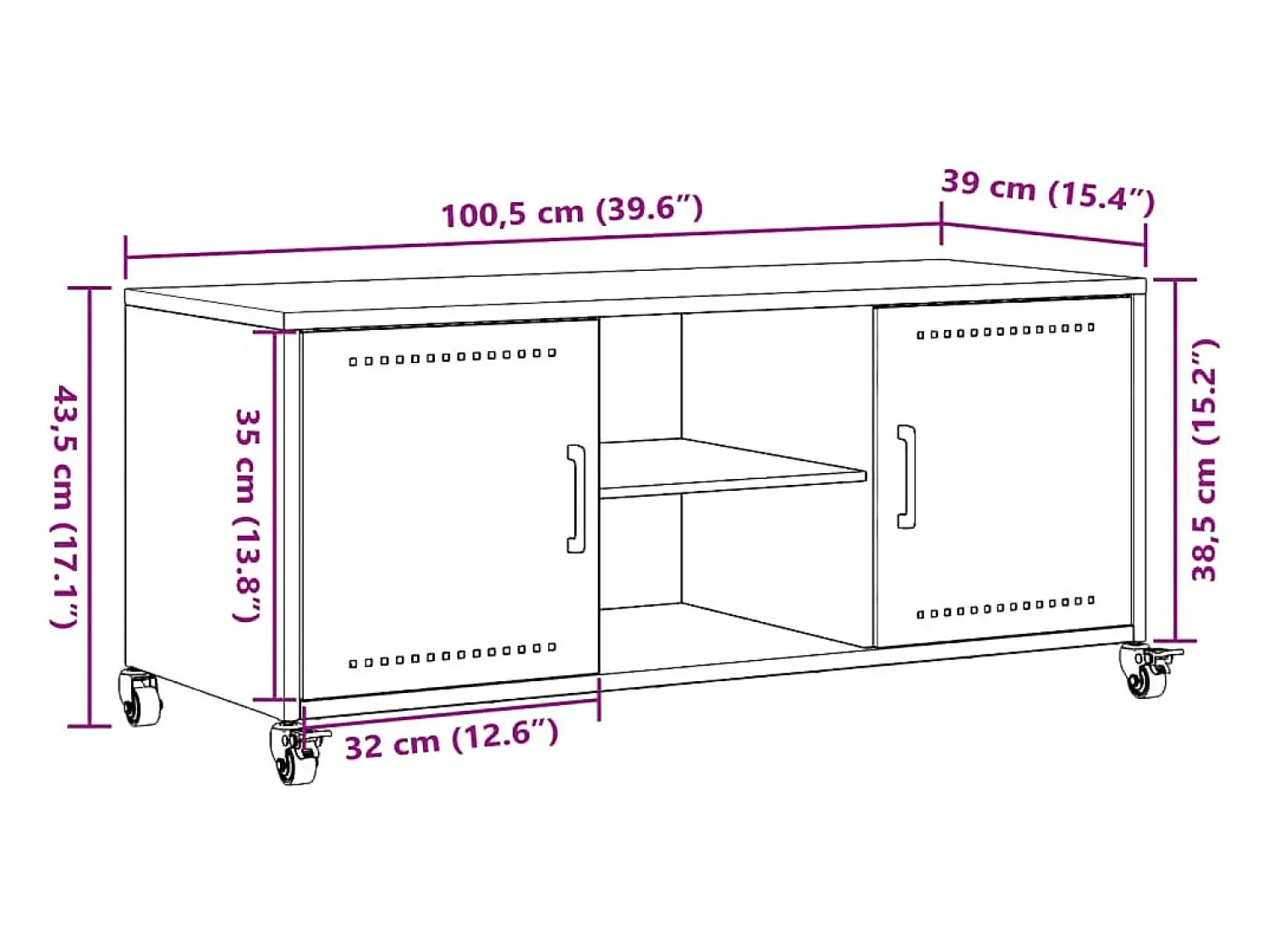 New vidaxl Móvel de TV 100,5x39x43,5 cm aço antracite Cinza antracite
