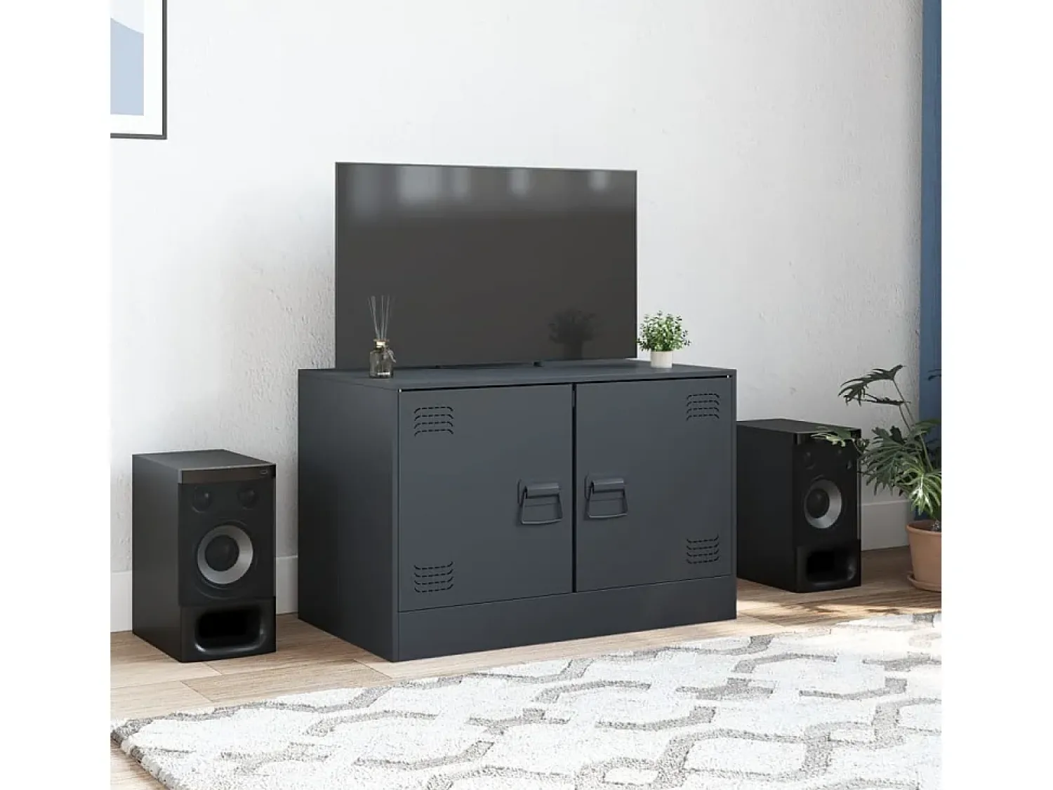 Móvel de TV 67x39x44 cm aço antracite PT854723^ Móvel De Tv