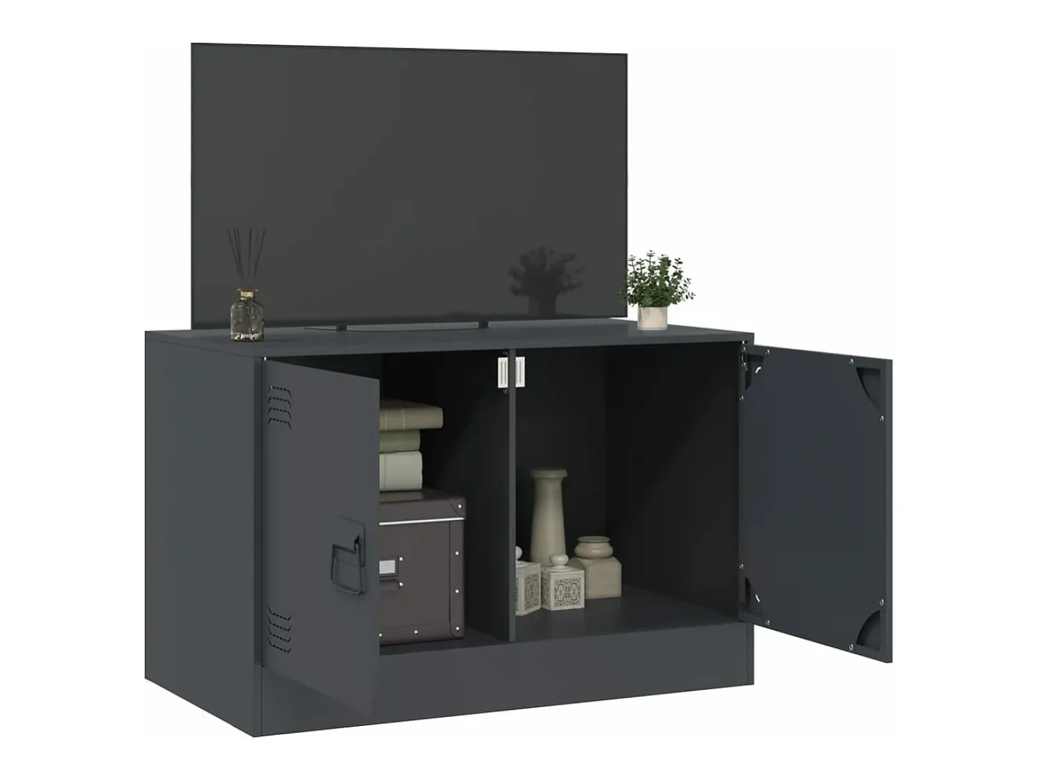 Móvel de TV 67x39x44 cm aço antracite PT854723^ Móvel De Tv