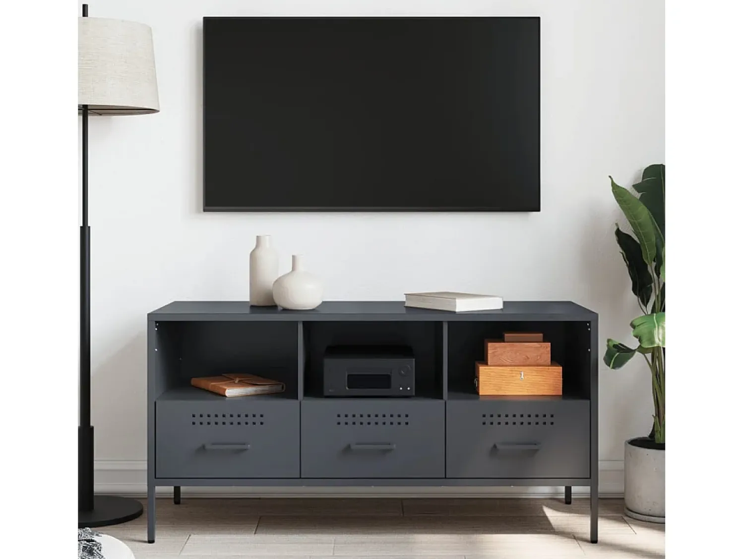 Móvel de TV 100,5x39x50,5 cm aço antracite PT981557^ Móvel De Tv
