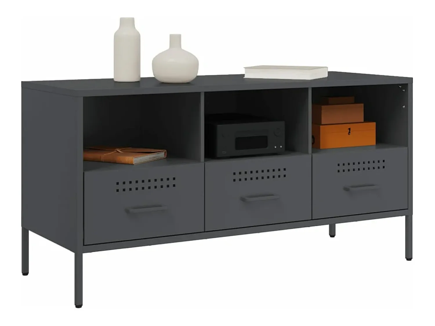 Móvel de TV 100,5x39x50,5 cm aço antracite PT981557^ Móvel De Tv