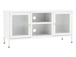 Móvel de TV 105x35x52 cm aço e vidro PT684717^ Móvel De Tv