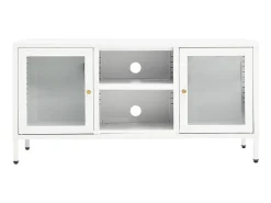 Móvel de TV 105x35x52 cm aço e vidro PT684717^ Móvel De Tv