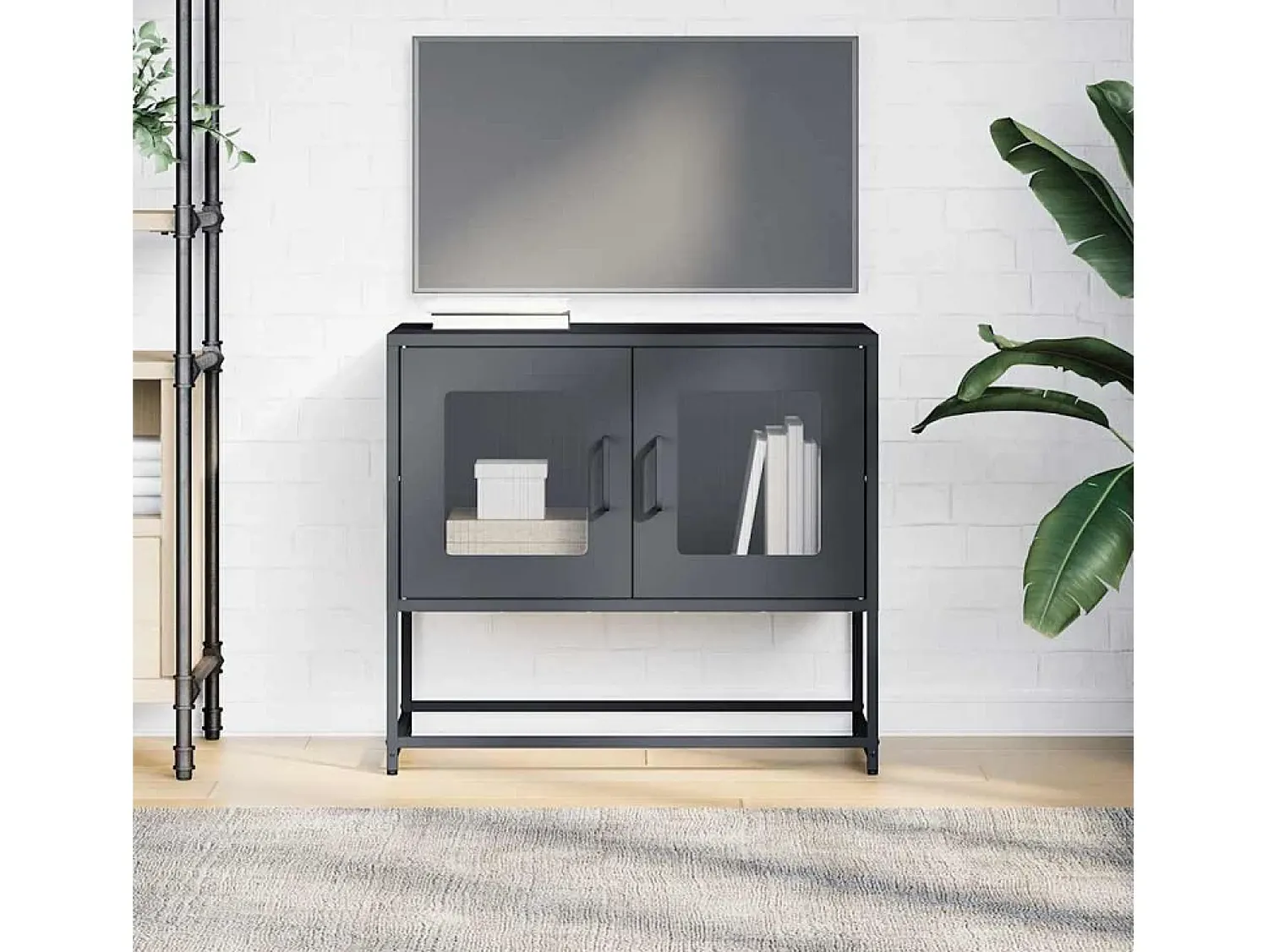 Móvel De Tv*vidaxl Móvel de TV 68x39x60,5 cm aço laminado a frio antracite Cinza antracite