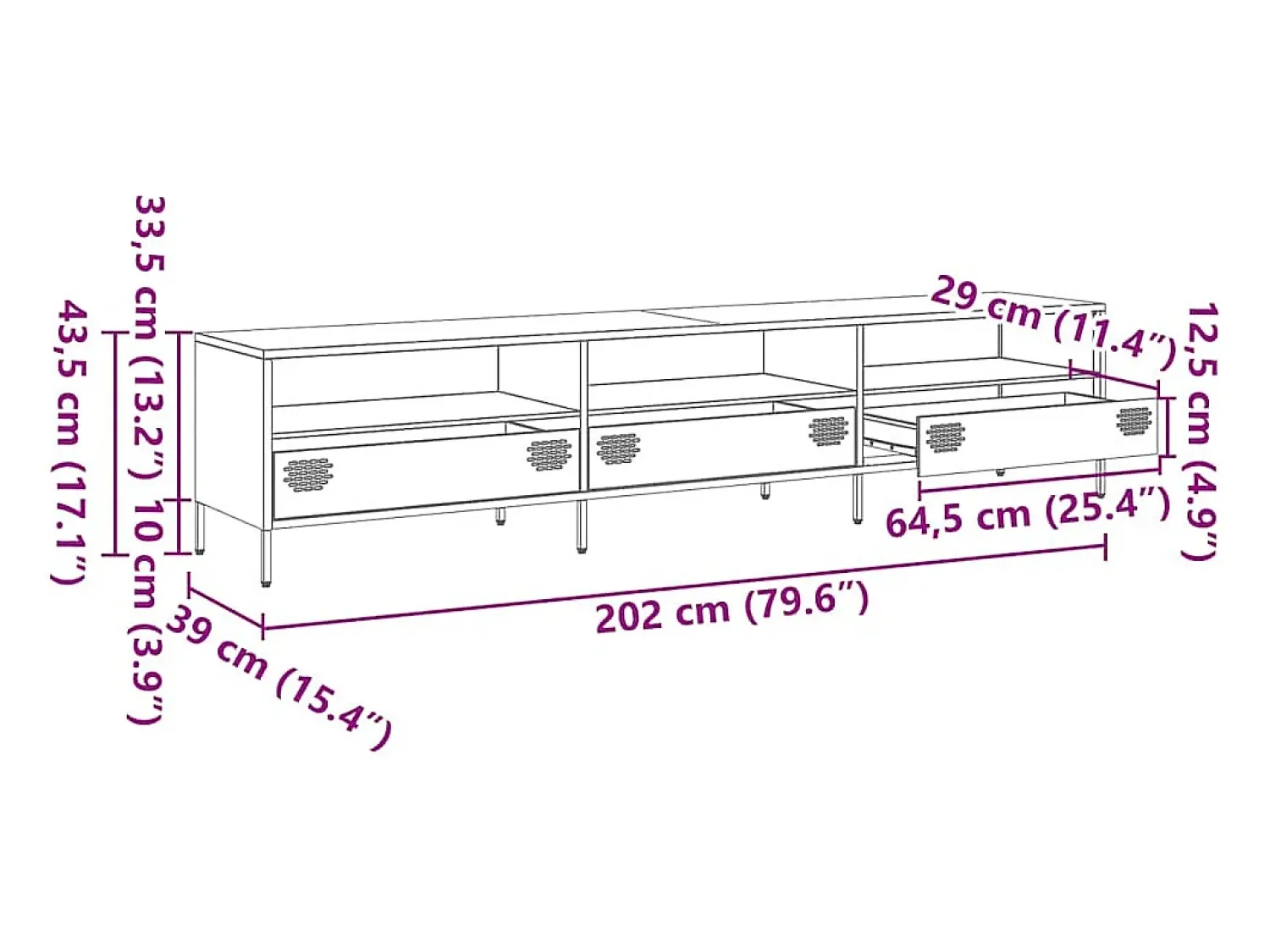 Discount vidaxl Móvel de TV 202x39x43,5 cm aço laminado a frio Rosa