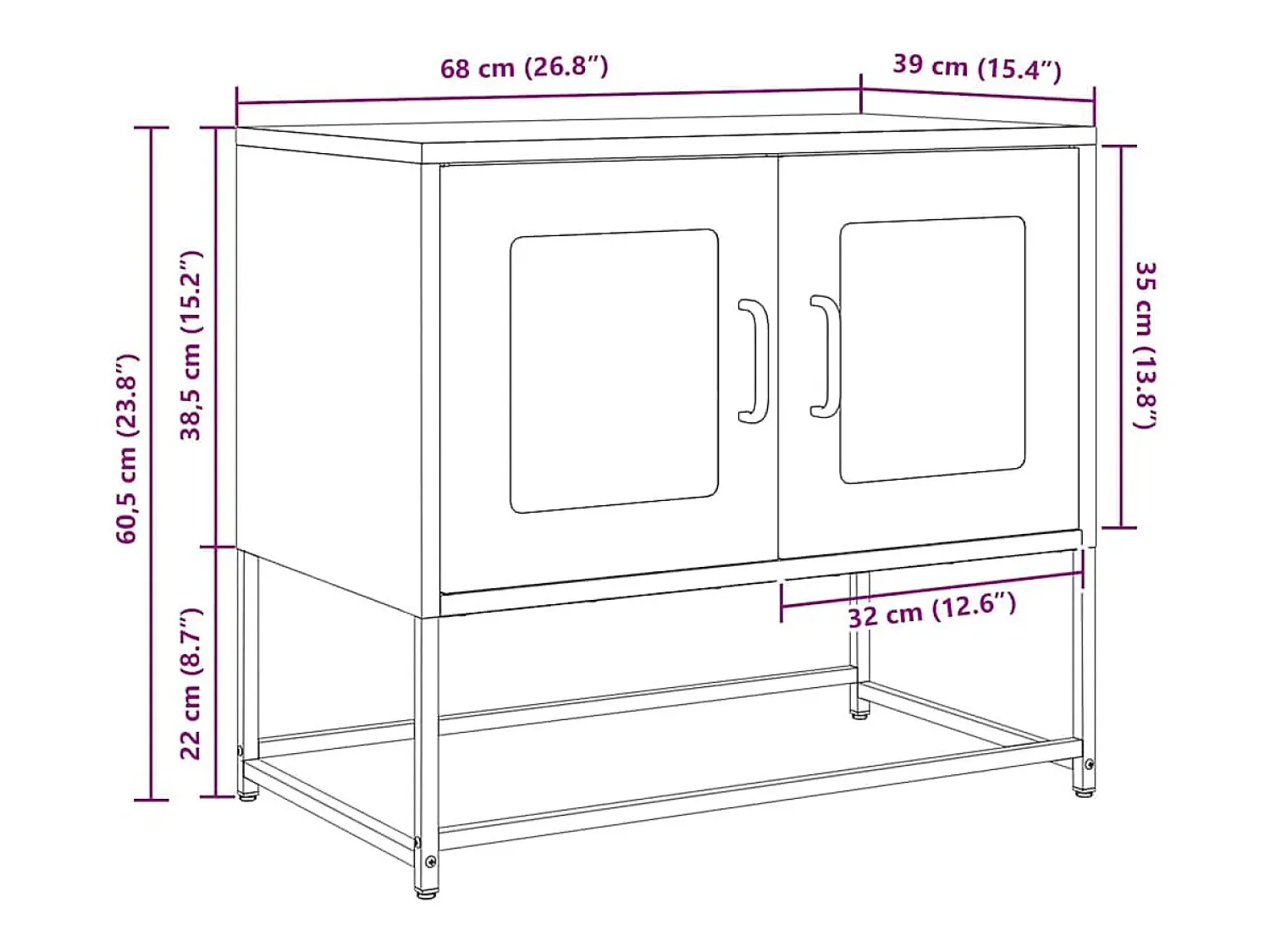 Móvel De Tv|vidaxl Móvel de TV 68x39x60,5 cm aço laminado a frio Branco