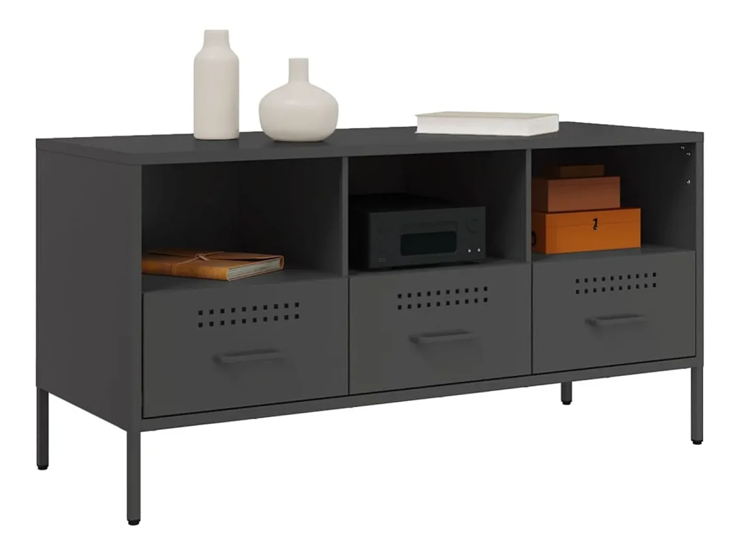 New Móvel de TV 100,5x39x50,5 cm aço PT896946 Preto