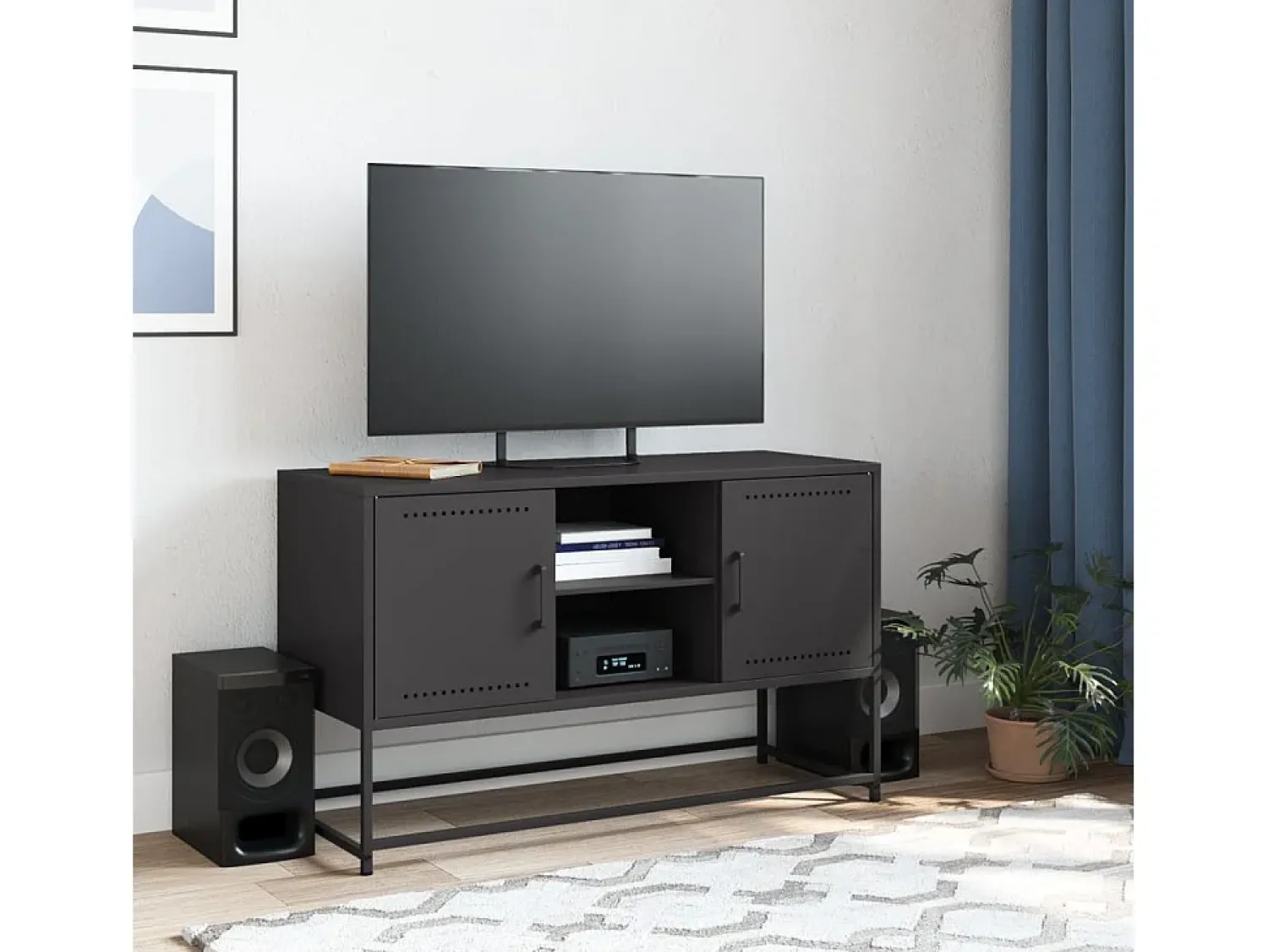 Móvel de TV 100,5x39x60,5 cm aço PT478552 Preto