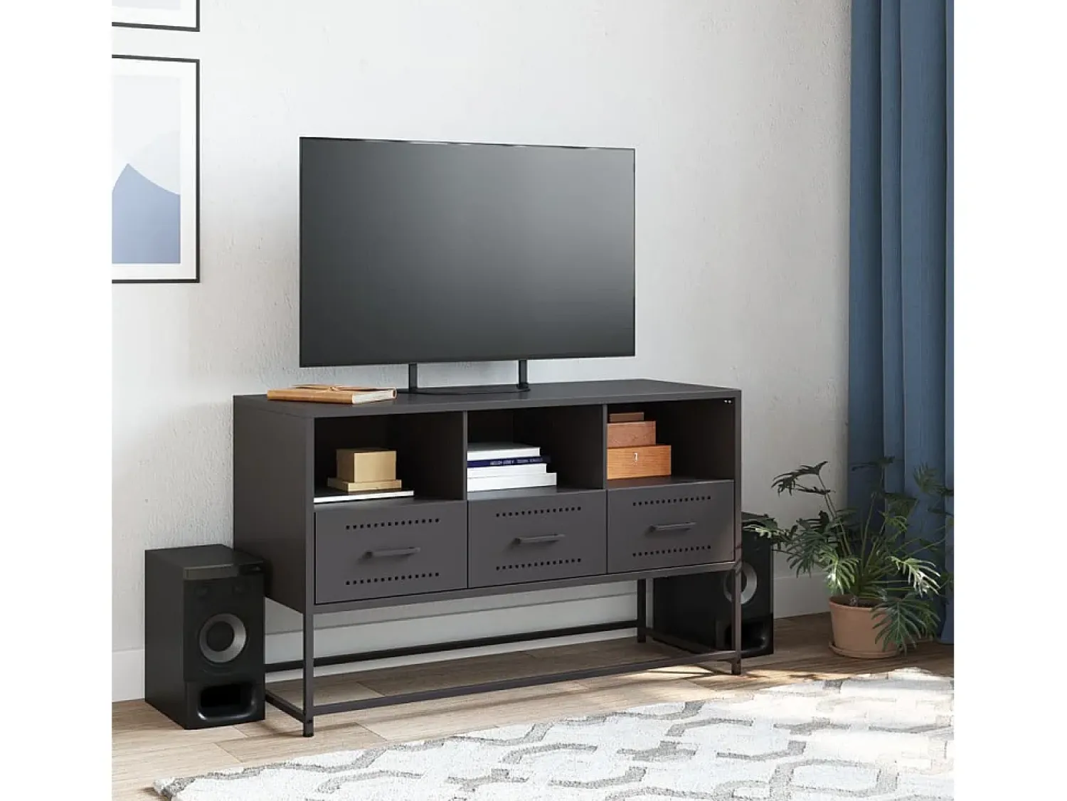 Clearance Móvel de TV 100,5x39x60,5 cm aço PT414089 Preto
