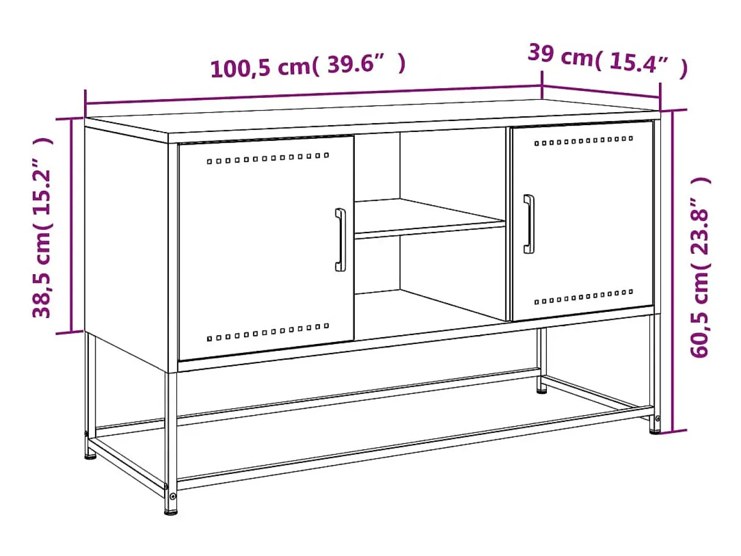 Móvel De Tv*vidaxl Móvel de TV 100,5x39x60,5 cm aço Rosa