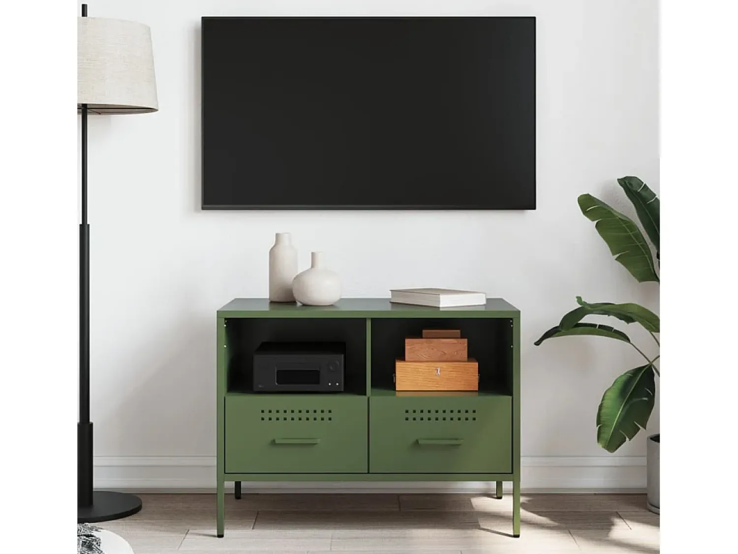 Móvel de TV 68x39x50,5 cm aço -azeitona PT359352^ Móvel De Tv