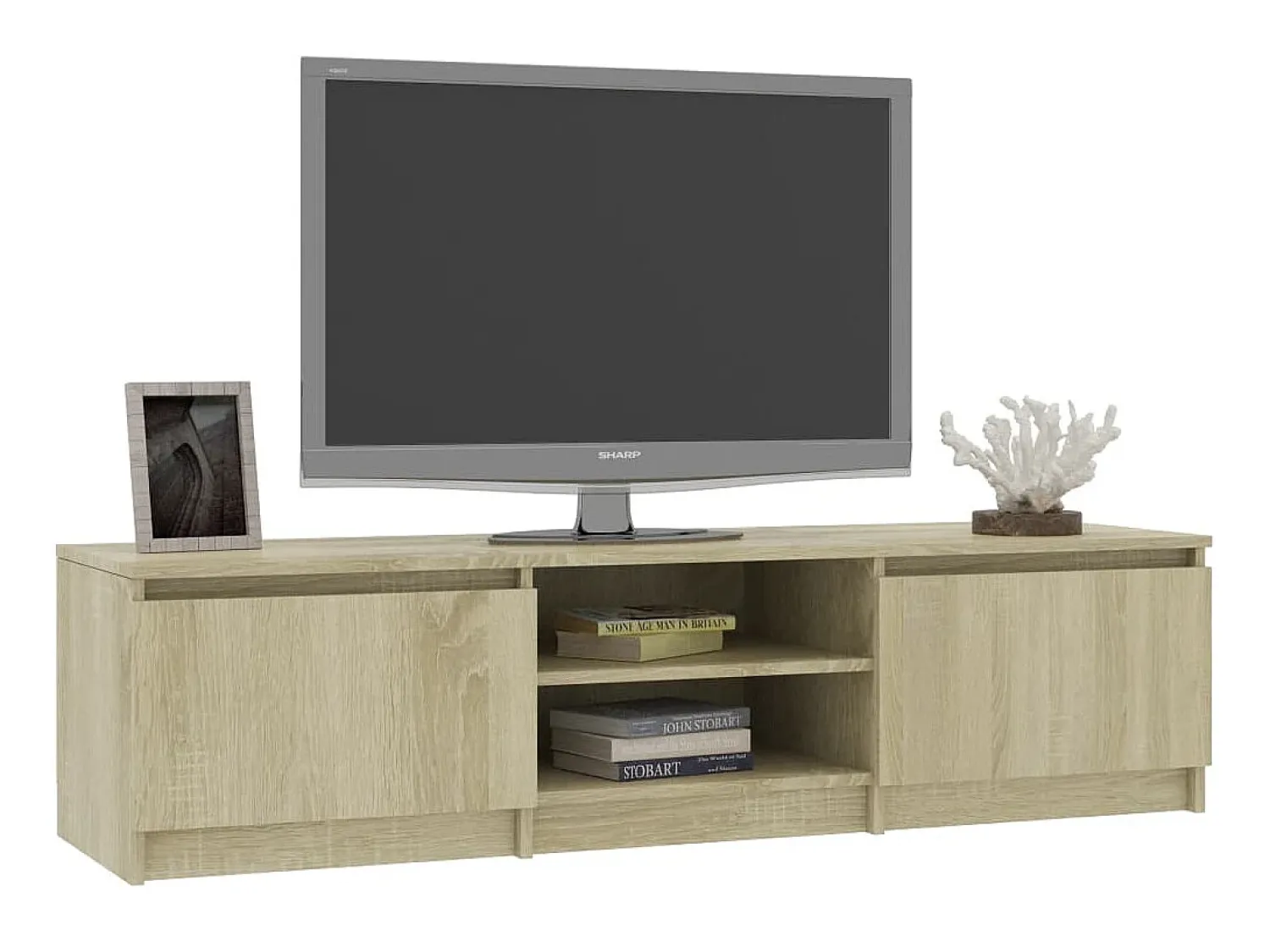 Móvel de TV 140x40x35,5 cm contraplacado cor carvalho sonoma PT677703^ Móvel De Tv