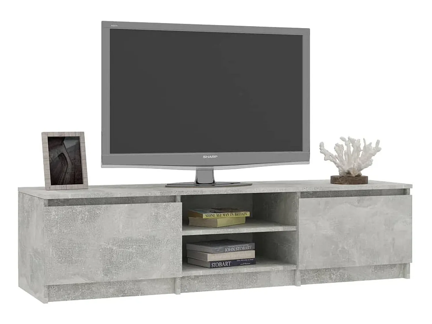 Móvel de TV 140x40x35,5 cm contraplacado concreto PT122476^ Móvel De Tv