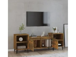 Móvel De Tv| Móvel de TV 160x35x55 cm derivados de madeira carvalho fumado PT730212 Castanho