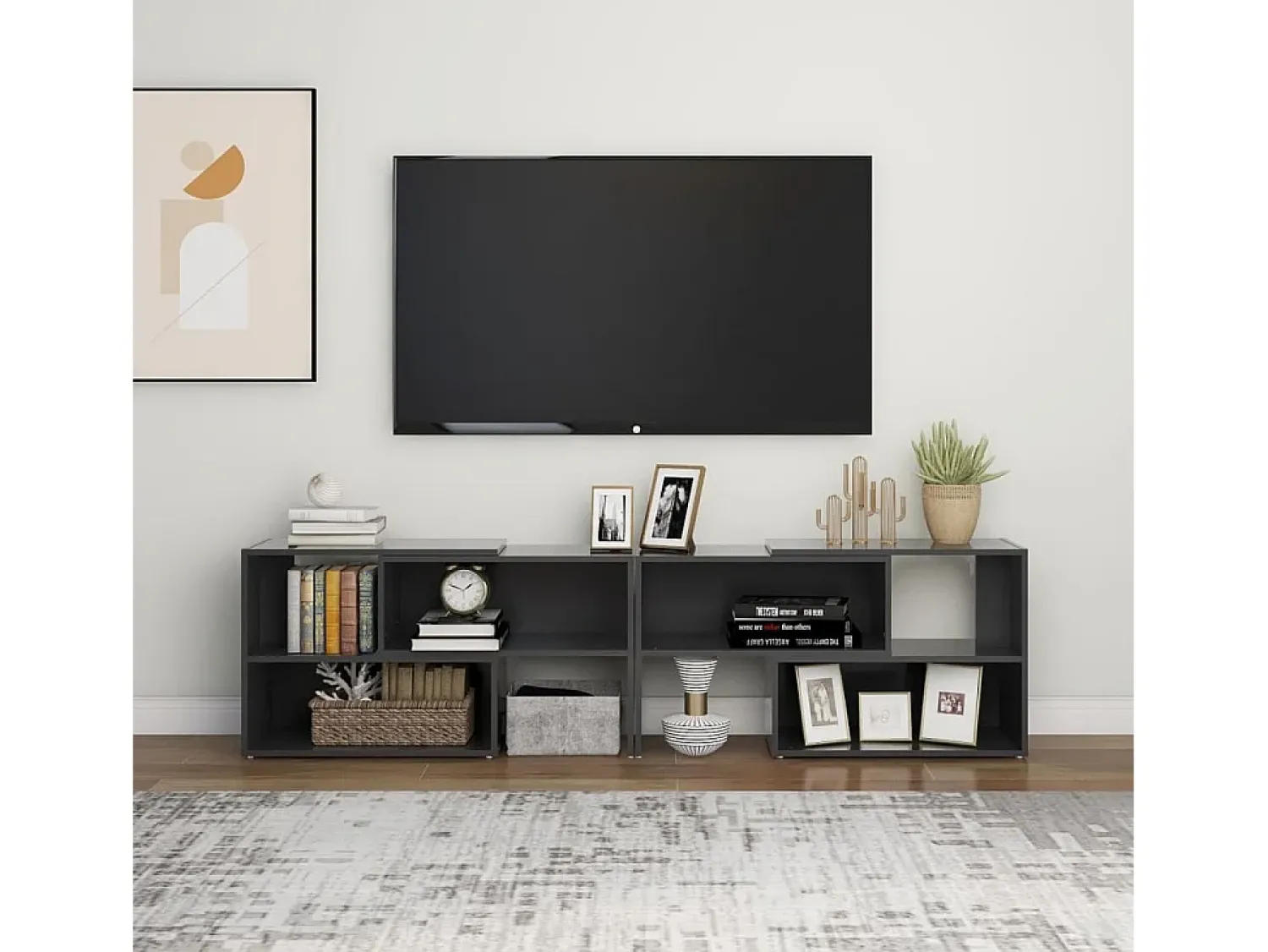 Móvel De Tv* Móvel de TV 149x30x52 cm derivados de madeira cinza PT677423 Cinzento