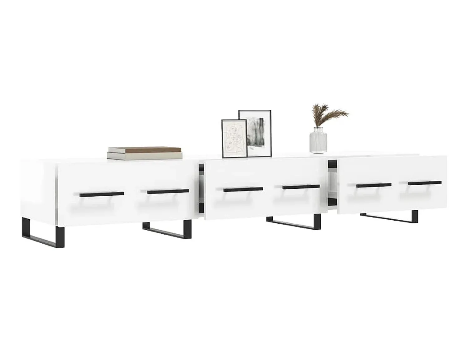 Móvel de TV 150x36x30 cm derivados de madeira brilhante PT664625^ Móvel De Tv