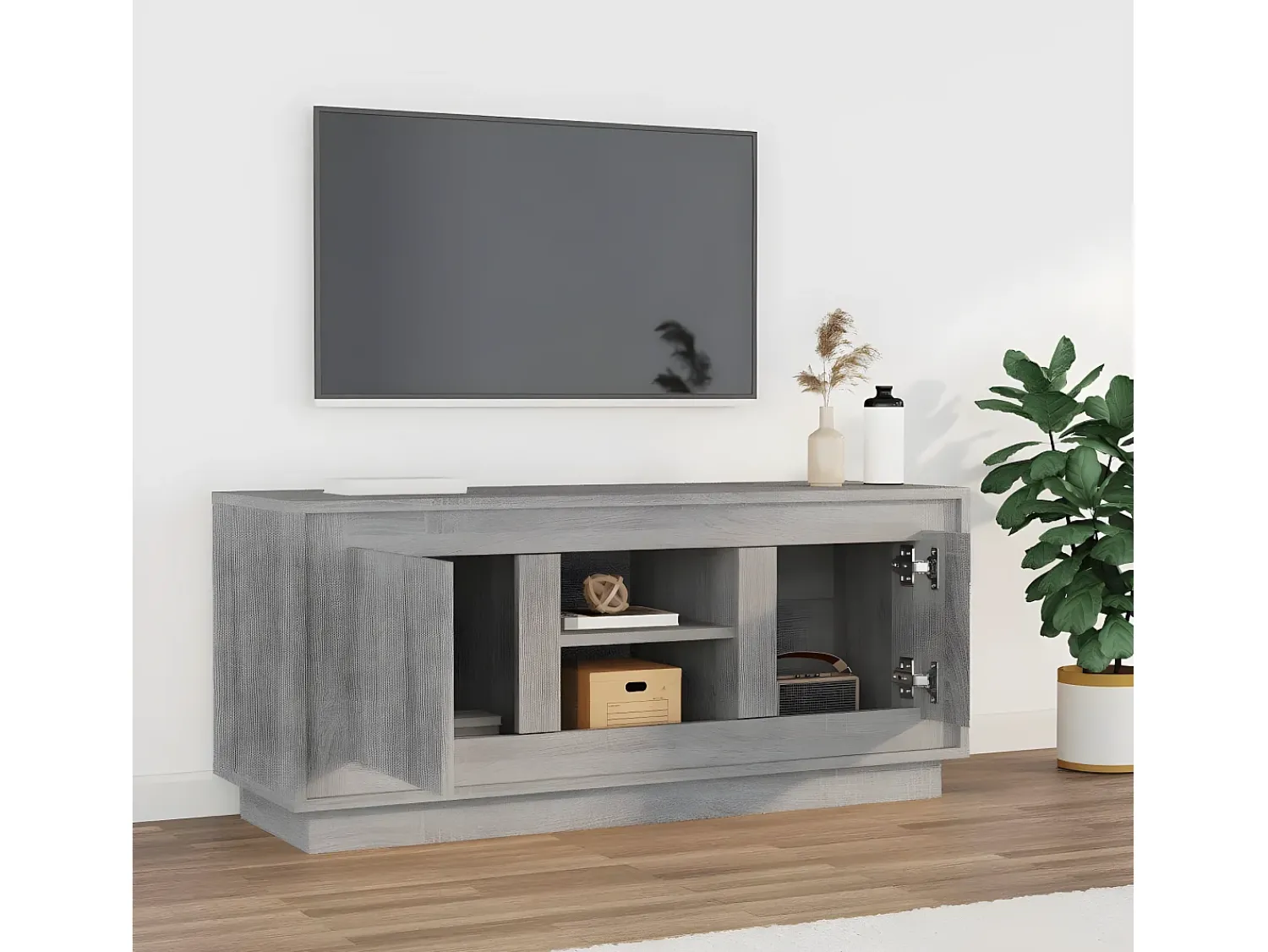 Móvel De Tv* Móvel de TV 102x35x45 cm derivados de madeira sonoma PT184868 Cinzento