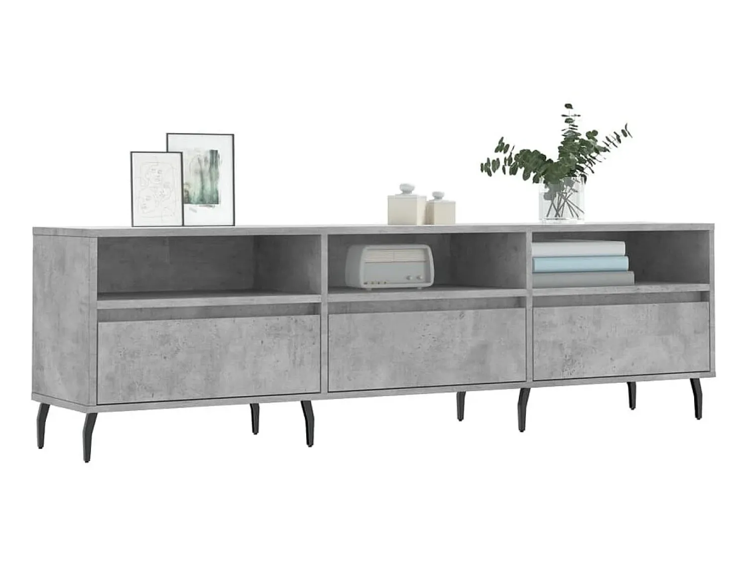 Móvel de TV 150x30x44,5 cm derivados de madeira cinza cimento PT615564^ Móvel De Tv