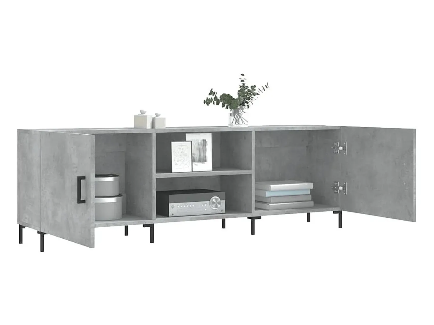 Móvel De Tv| Móvel de TV 150x30x50 cm derivados de madeira cinza-cimento PT979888 Cinzento