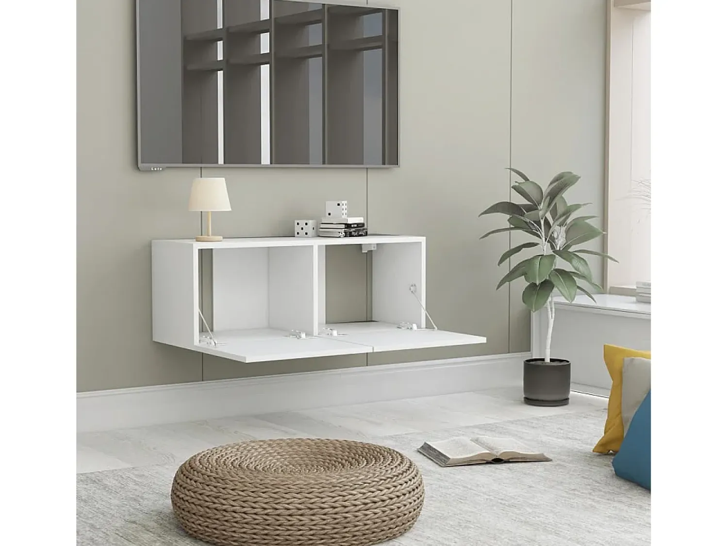 Móvel De Tv* Móvel de TV 80x30x30 cm derivados de madeira PT130269 Branco