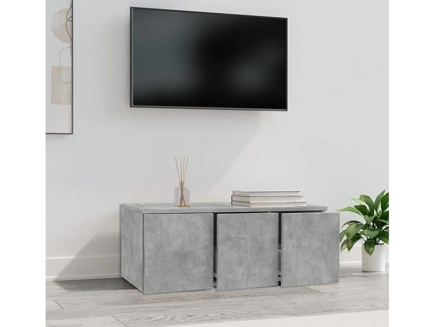 Móvel De Tv* Móvel de TV 80x34x30 cm derivados de madeira cimento PT886635 Cinzento