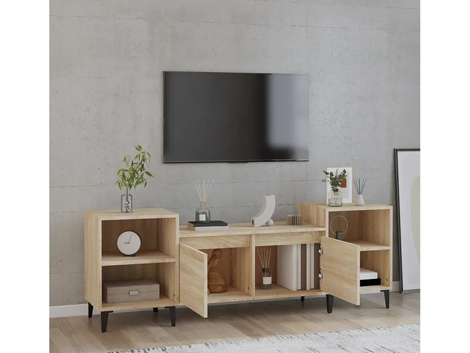 Móvel De Tv| Móvel de TV 160x35x55 cm derivados de madeira carvalho sonoma PT823223 Castanho