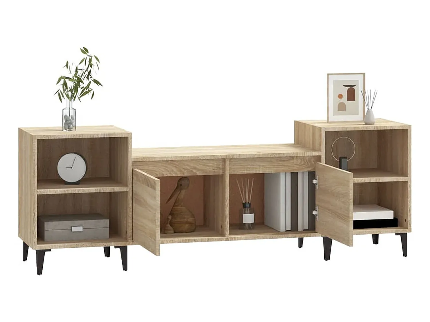 Móvel De Tv| Móvel de TV 160x35x55 cm derivados de madeira carvalho sonoma PT823223 Castanho