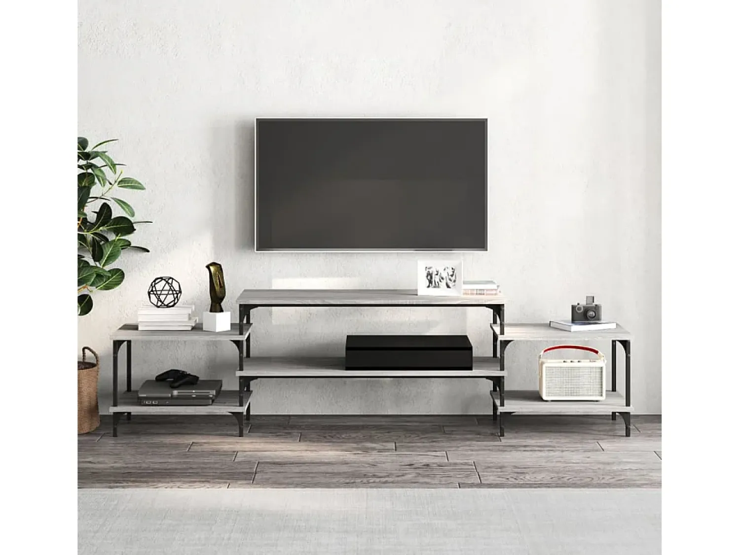 Móvel De Tv| Móvel de TV 197x35x52 cm derivados de madeira sonoma PT253530 Cinzento