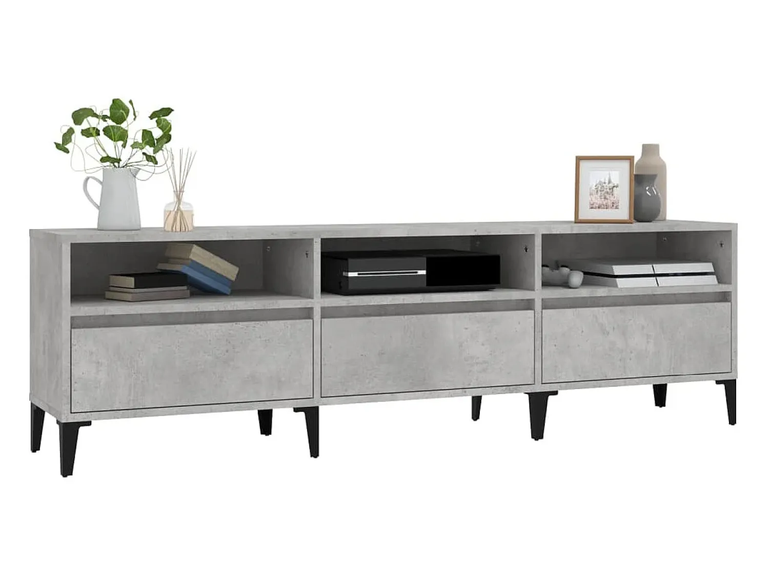 Móvel De Tv* Móvel de TV 150x30x44,5 cm derivados de madeira cinza cimento PT910967 Cinzento