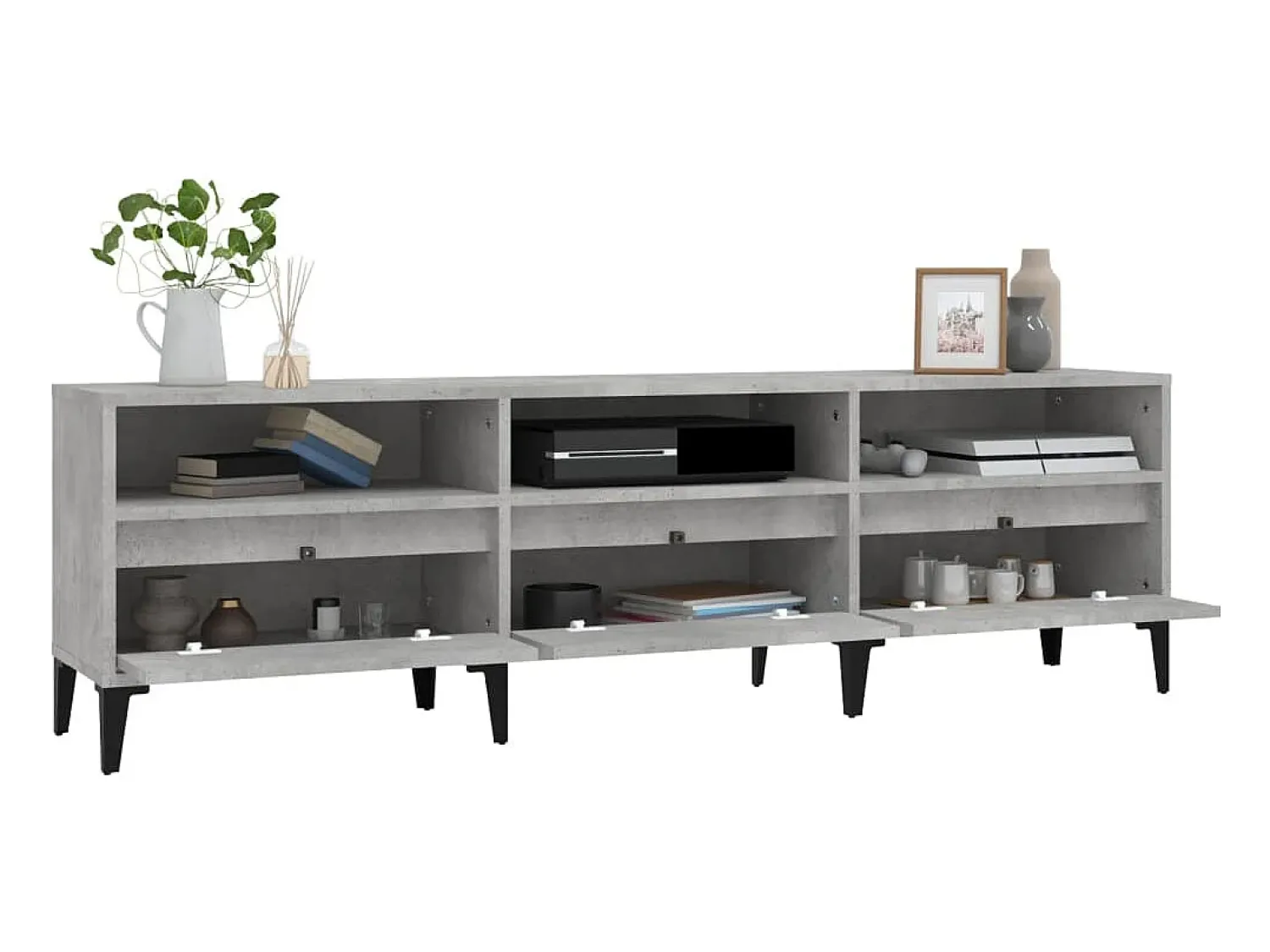 Móvel De Tv* Móvel de TV 150x30x44,5 cm derivados de madeira cinza cimento PT910967 Cinzento
