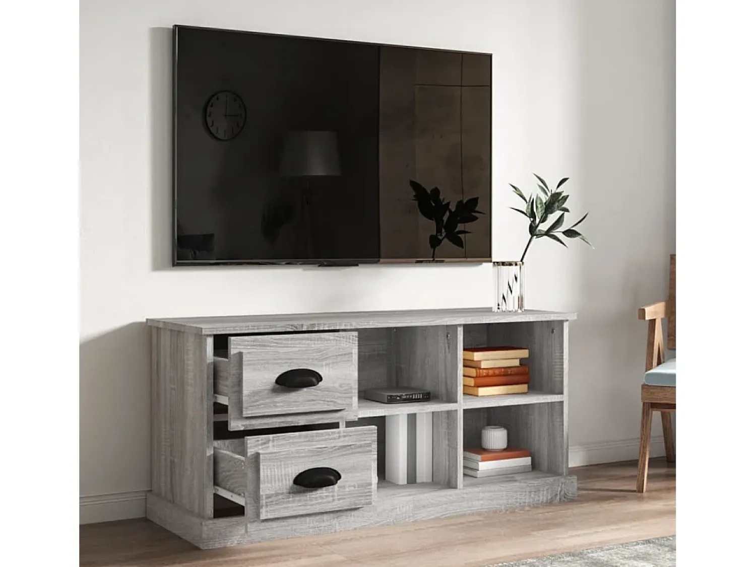 Móvel de TV 102x35,5x47,5 cm derivados de madeira cinza sonoma PT972374^ Móvel De Tv